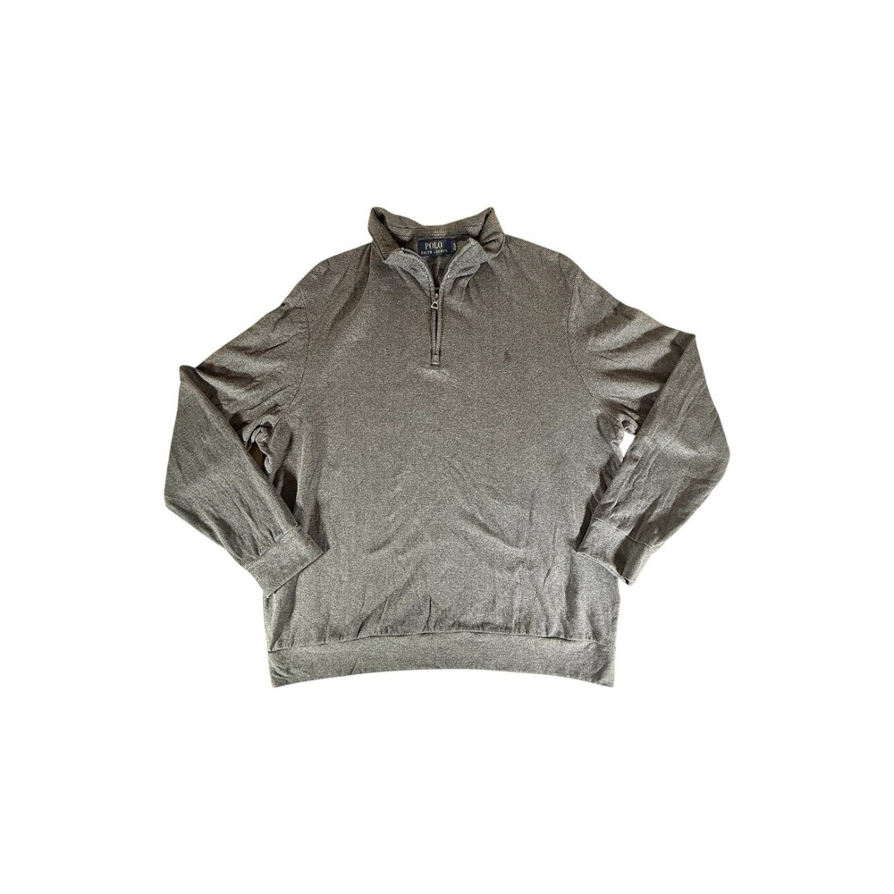 Polo Ralph Lauren Sweater Adult Extra Large Gray Quarter Zip Stretch Mens